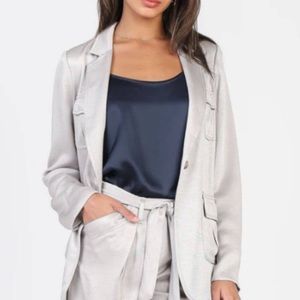 Current Air for Anthropologie Elerie Blazer Jacket Silver